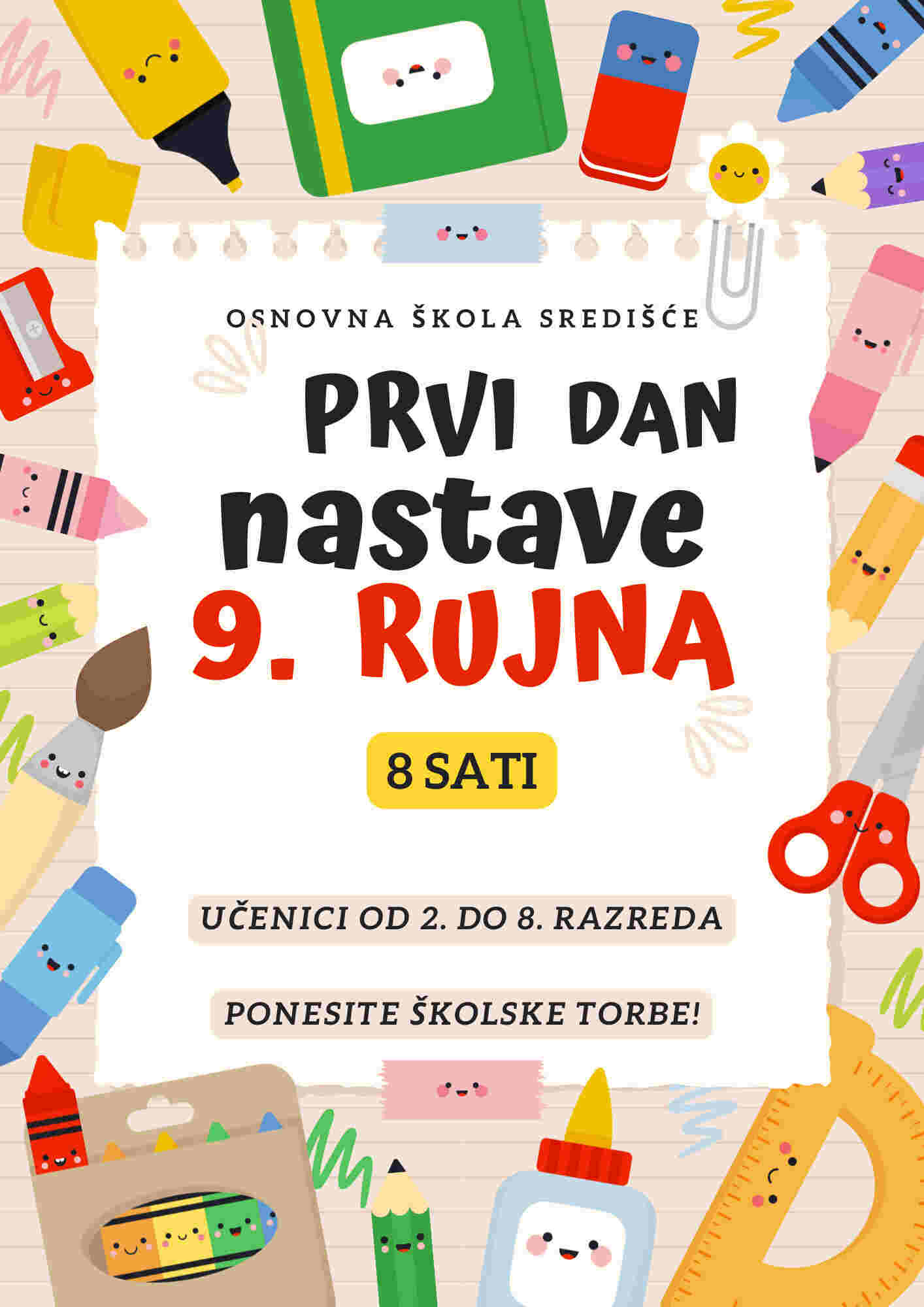 Obavijest učenicima od 2. do 8. razreda