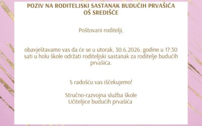 Poziv na roditeljski sastanak budućih prvašića